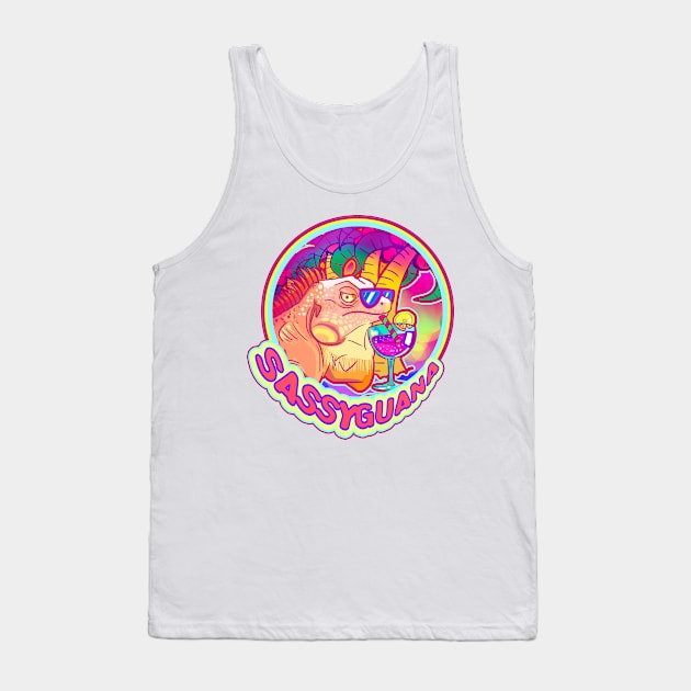 Sassyguana Albino Green Iguana Iguana Chill Drink Tropical Shirt Tank Top by KO-of-the-self